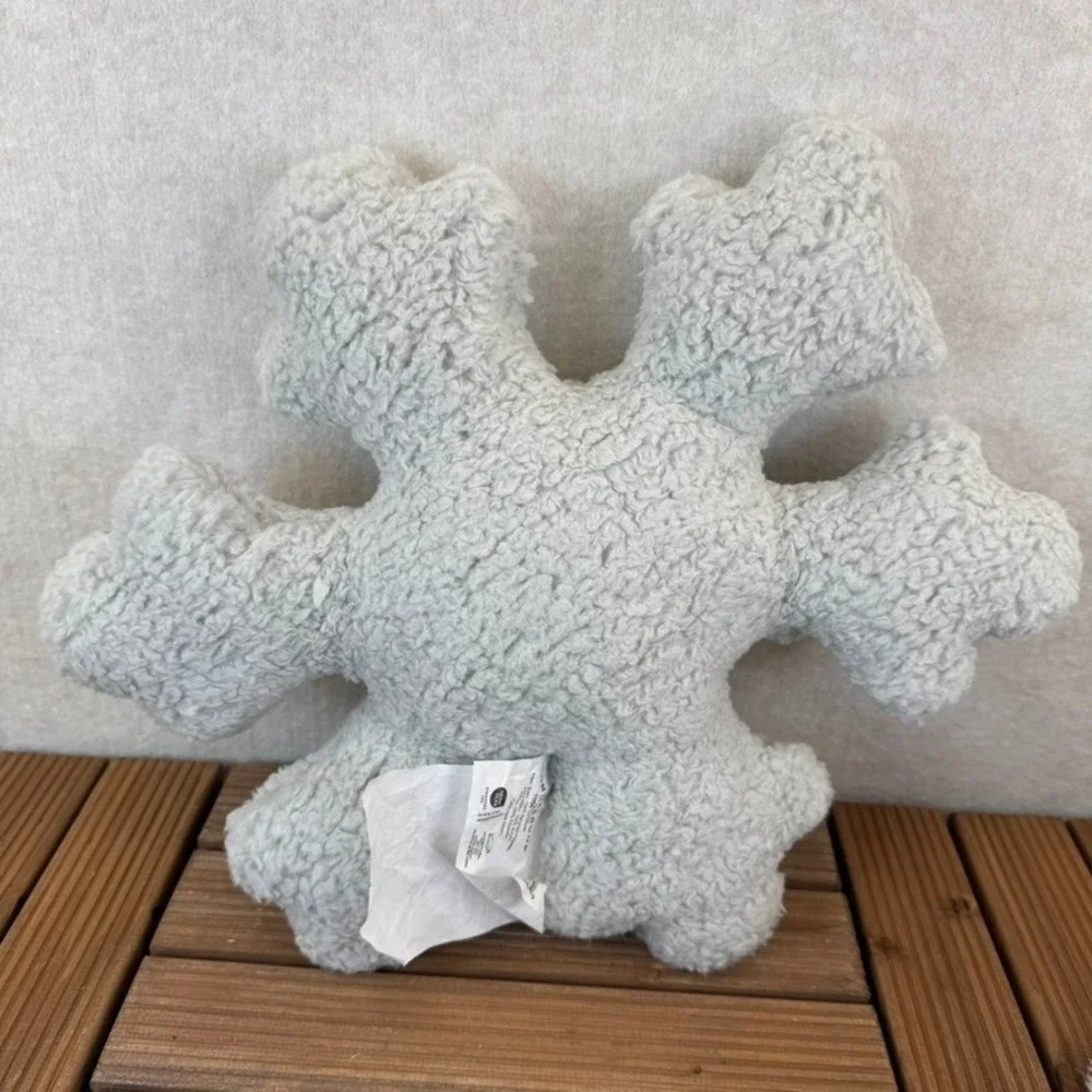 Snowflake Plush Throw Pillow Lot of 3 Gray White Textured Cozy Accent Holiday